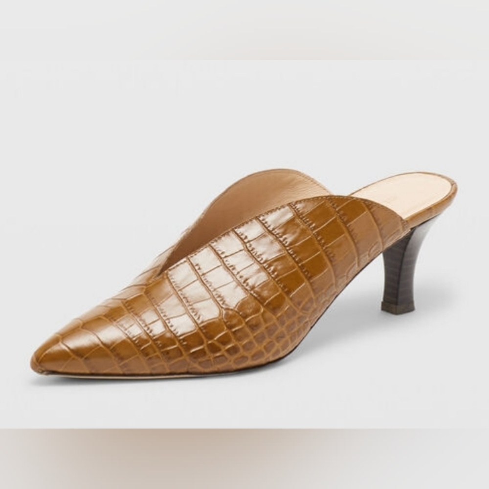Brand new Club Monaco Nahdine Mule shoes, size 38, brown/honey rum colour